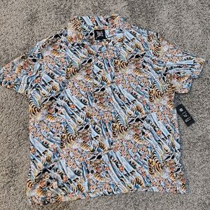 Men's Ed Hardy Tiger Floral Camp Shirt Size XXL